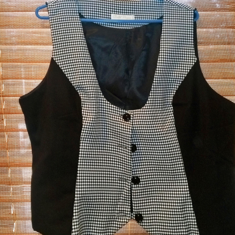 Black and White Checkered Women's Vest
